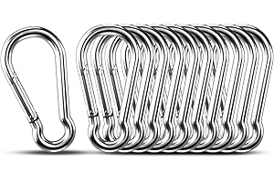 KINLINK Small Carabiner Clip Hooks, 10pcs 1.57 inch Carabiners Heavy Duty, 304 Stainless Steel Spring Snap Hook Fits Camping Hiking, Metal Clips for Rope Chain Keychain Keys Rings