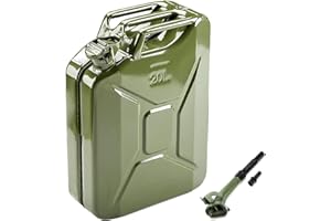 STANSS 5 Gallon Metal Container with Spout System, Multipurpose 20 Litre Liquid Storage Jugs for Trucks Cars Motorcycle Automotive Equipment,1 Pack Green