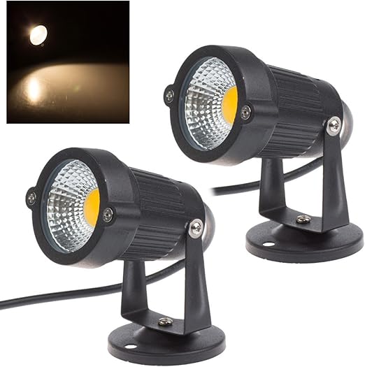 2 x Focos Proyector LED Exterior Jardín IP65 COB 5W 220V Blanco ...