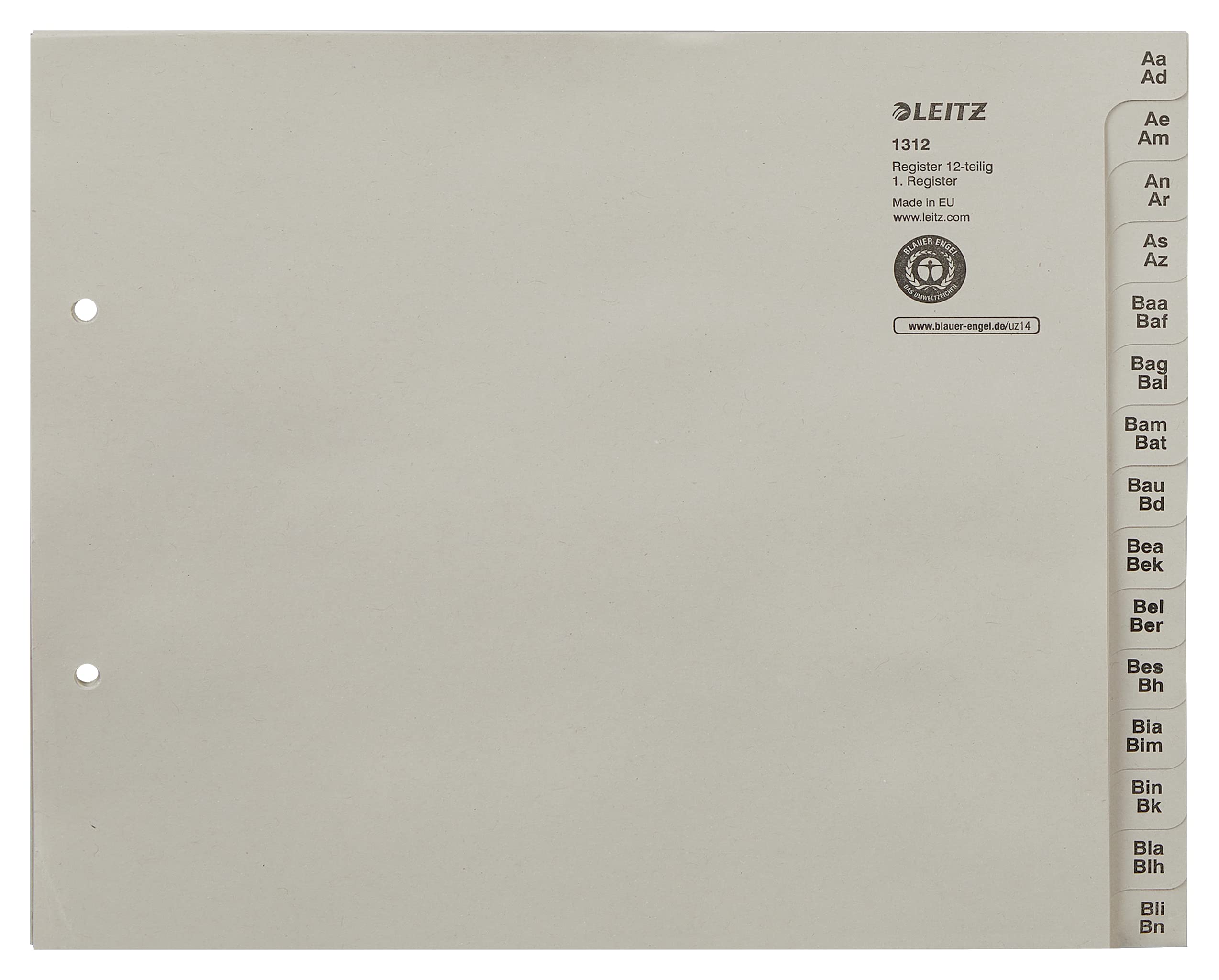 Leitz 13120085 Index Series A-Z A4 Paper for 12 Folders Grey