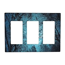 Spshian Light Switch Cover Teal Full Moon Forest 3