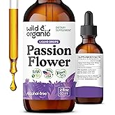 Wild & Organic Passionflower Tincture - Relaxing Passion Flower Drops for Women - Liquid Passiflora Incarnata Herb - Vegan, Sugar & Alcohol-Free Extract Supplement - 2 fl oz