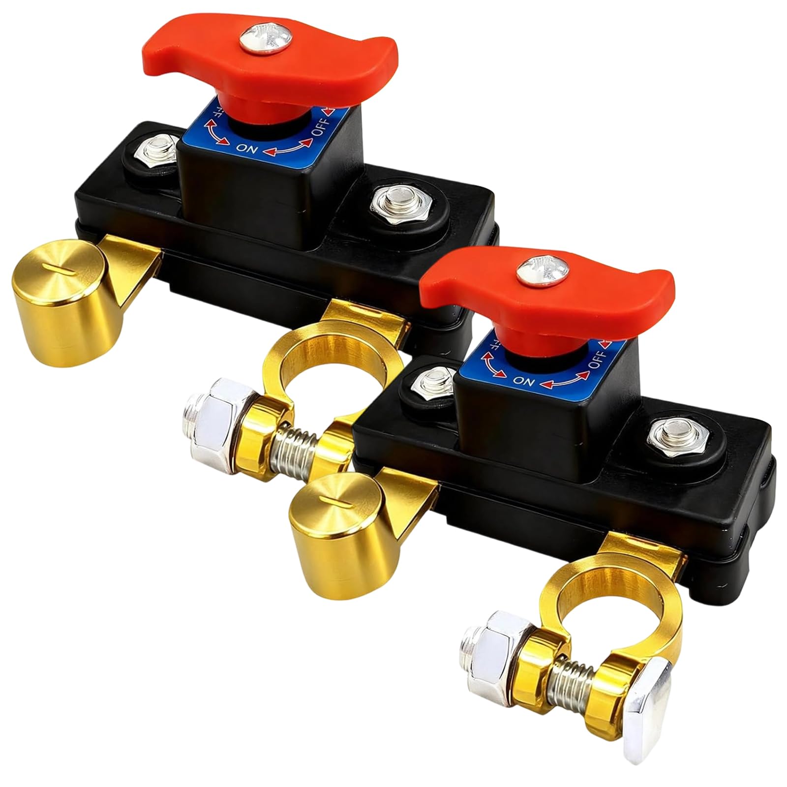 Photo 1 of 2Pcs Car Battery Cut Off Switch,Car Battery Power Cut Off Switch Breaker,Adjustable Battery Disconnect Switch,Pure Copper Manual Rotary Battery Shut Off Switch for Car Truck RV Boat Supplies