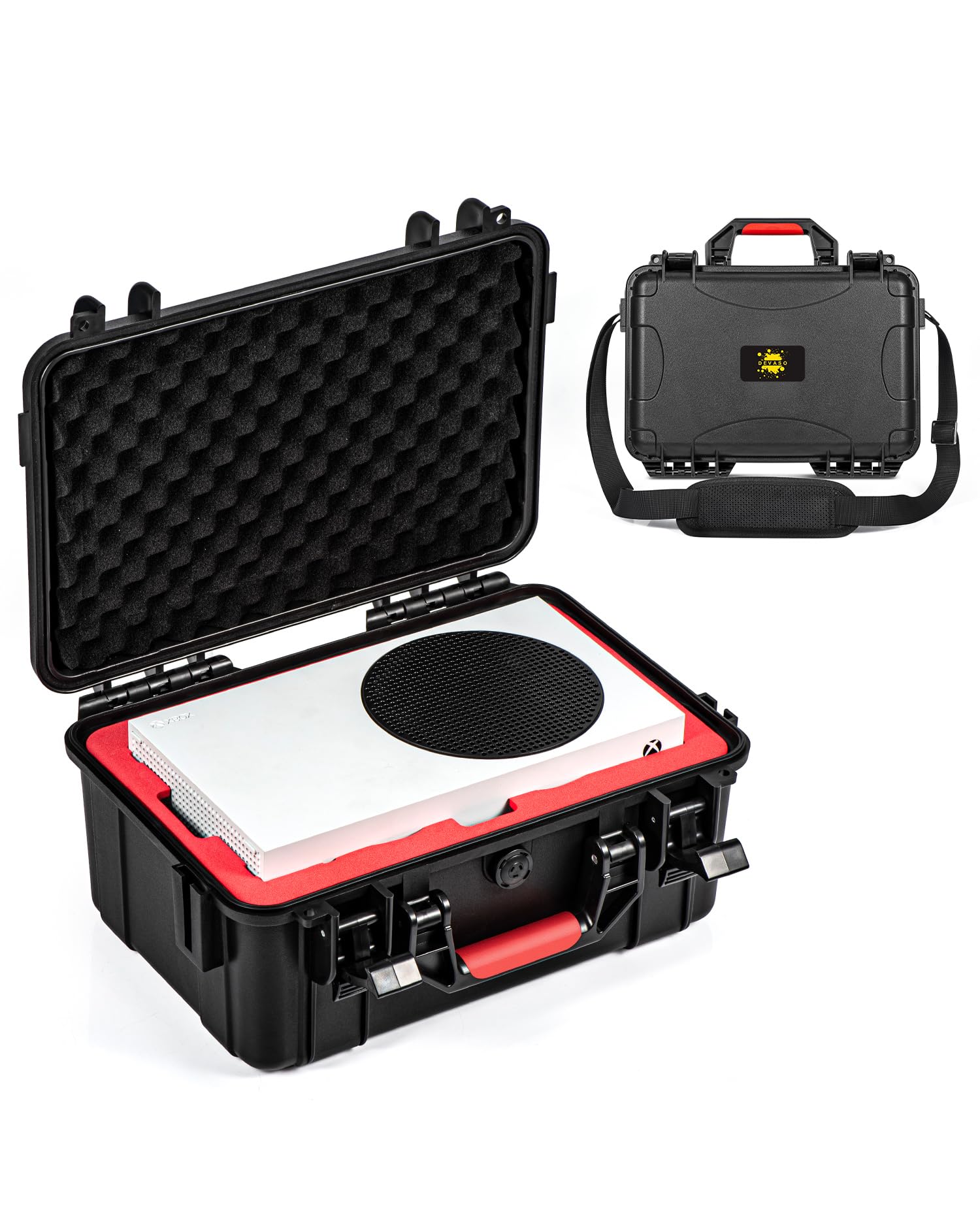 DEVASO Carrying Case for Xbox Series S, Professional Deluxe Waterproof and Soft Lining Hard Case with Shoulder for Xbox Series S and Other Accessories Storage