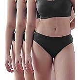 AIRCUTE Washable Women Urine Incontinence Underwear Rayon Made from Bamboo Super Absorbent Panties for Leaks 3.3OZ 3 Pack (Black, X-Large)