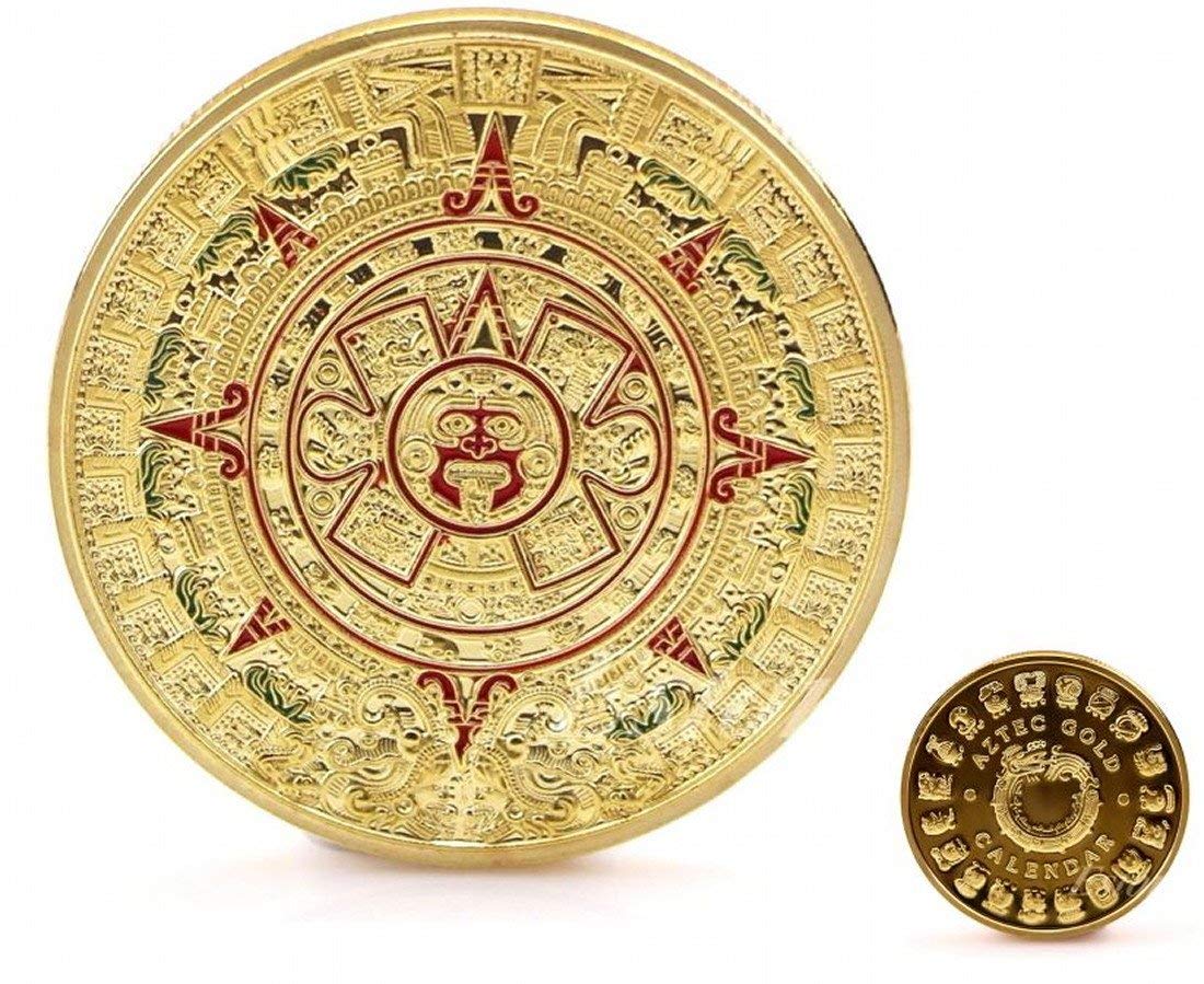 HARPIMER Mayan Aztec Prophecy Commemorative Coins, Mexican Maya Calendar Commemorative Coin Art Collection