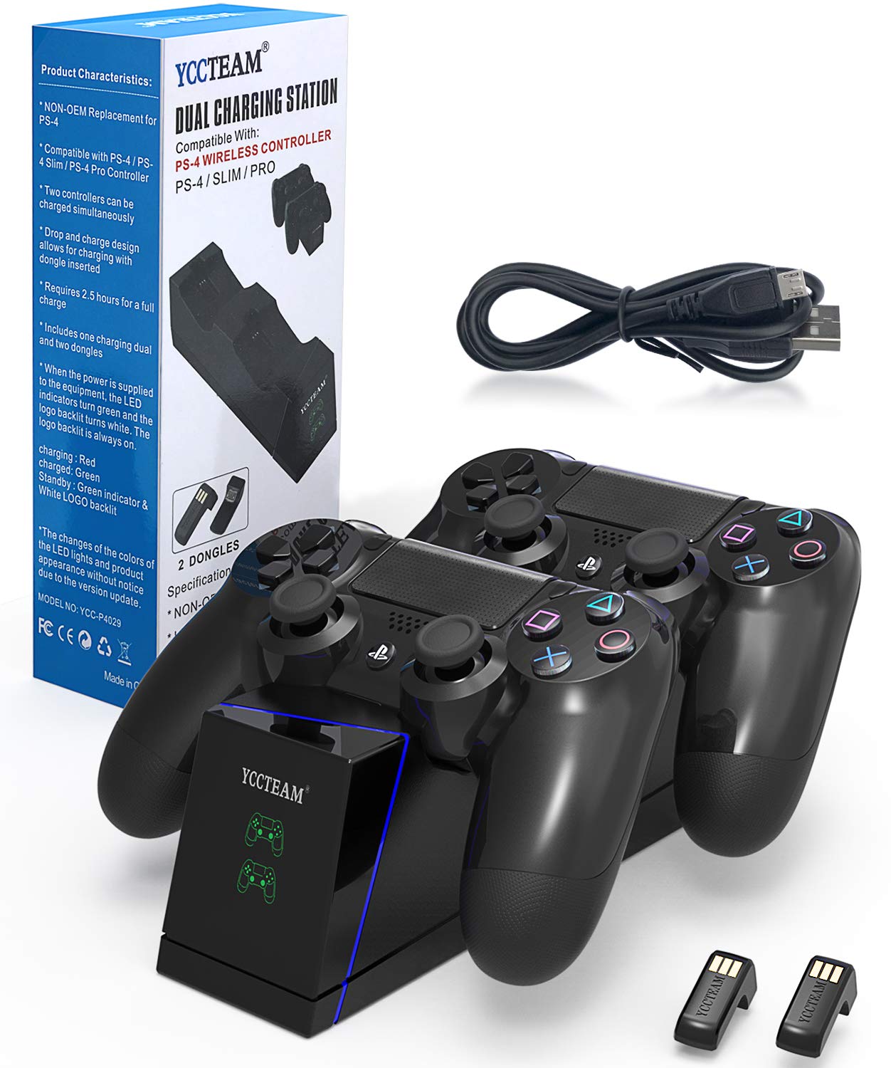 PS4 Controller Charger, DualShock 4 PS4 Controller USB Charging Station Dock, Playstation 4 Charging Station for Sony Playstation4 / PS4 / PS4 Slim / PS4 Pro Controller