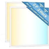 2 Pack 2x2 LED Flat Panel Light for Drop Ceiling, 5200lm Selectable 20W/25W/30W/35W/40W, Color Temperature 3000K/3500K/4000K/5000K/6500K, 0-10V Dimmable, 120-277V, ETL
