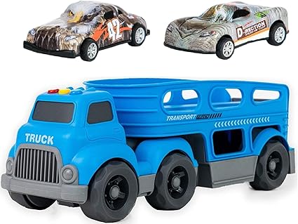 blue toy truck and trailer