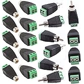 exgoofit Phono RCA Screws Male Female Plug to AV Screw Terminal Audio/Video Connector Adapter (10 Male +10 Female Connector)