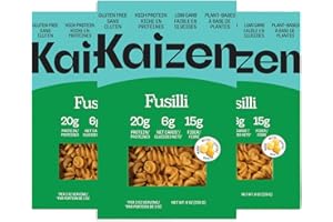 Kaizen Low Carb Pasta Fusilli - Gluten-Free, High Protein, Keto Friendly, Plant Based, Made with High Fiber Lupin Flour - 8 o