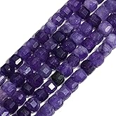 NITOPUPU About 60pcs 6mm Natural Amethyst Faceted Cube Gemstone Beads for Jewelry Making, Bracelets, Necklaces, Friendship Bracelet Kit