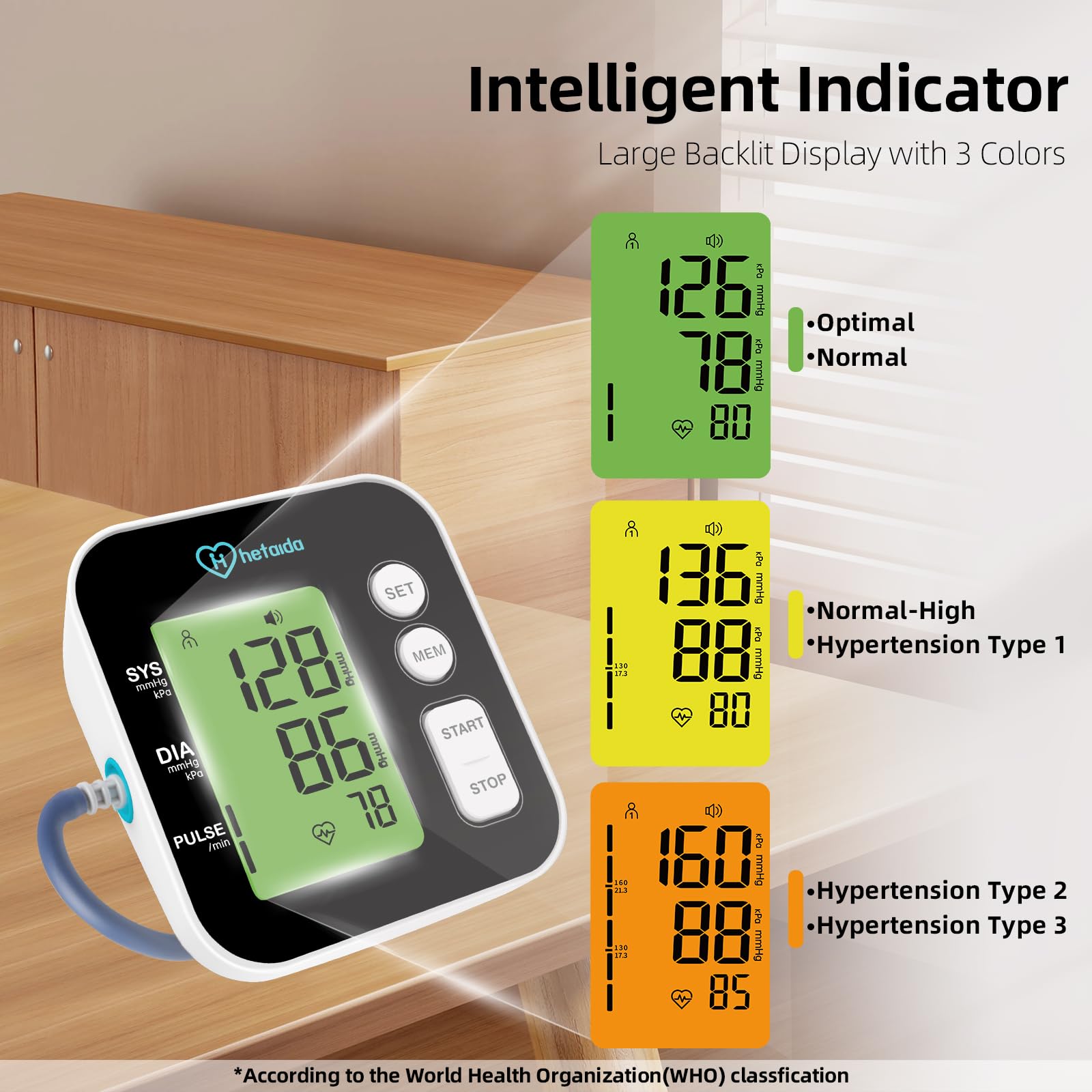Blood Pressure Monitor, Upper Arm Blood Pressure Machine for Home Use, Digital Talking BP Monitor with 2x99 Readings Memory Adjustable Cuff 8.7
