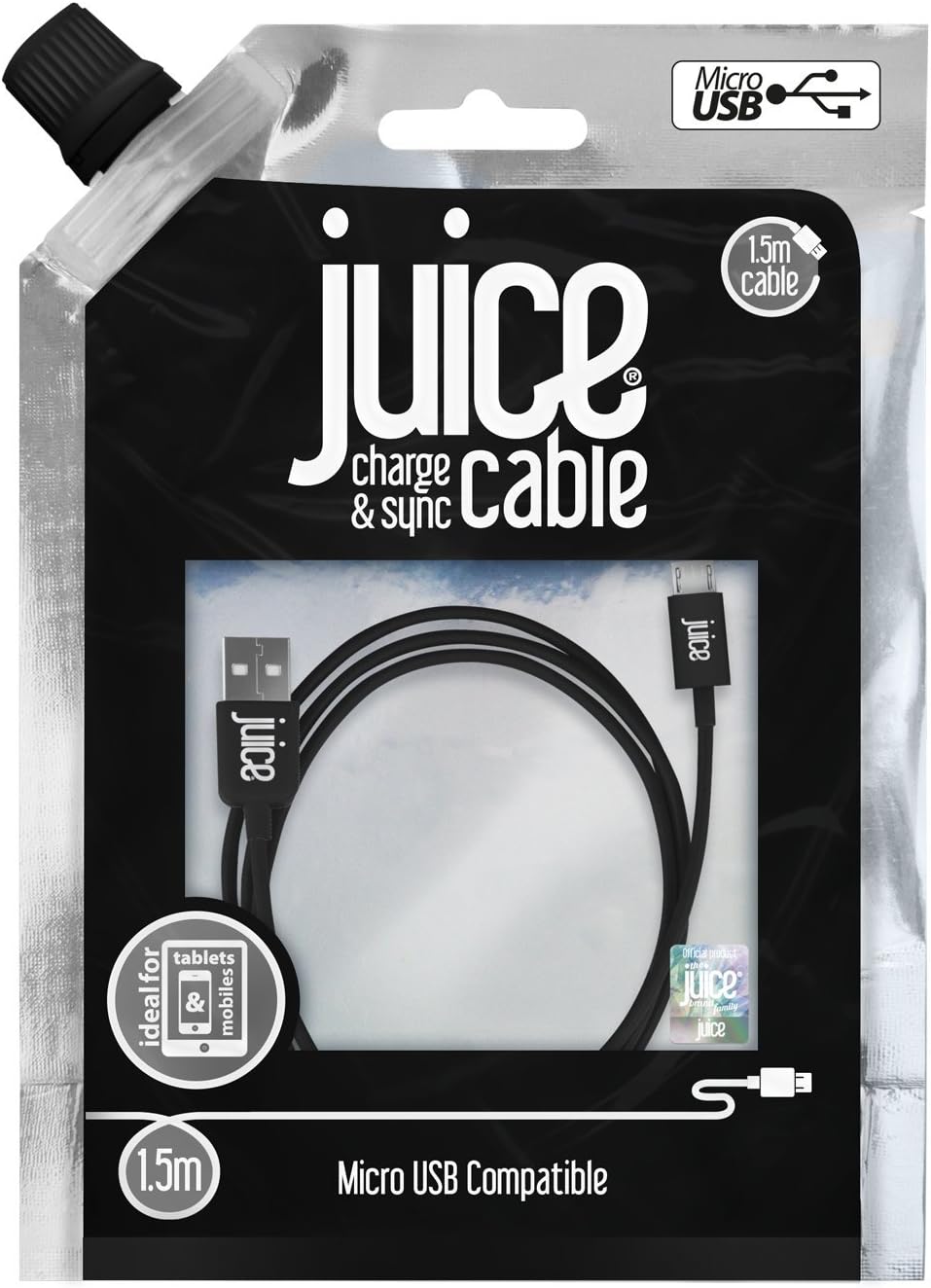Juice Micro USB Charge and Sync Cable, 1.5M, Black Amazon.co.uk