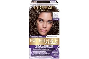 L'Oréal Paris Excellence Crème Hair Dye with Hyaluronic Acid, Ultra Ash Dark Brown 4UA, Hair Color for Women, 100% Grey Cover