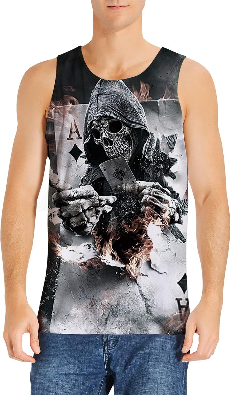 SKYRAINBOW Men's 3D Print Tank Tops Quick Dry Lion Gym Board Short Hawaii Swim Trunks for Summer Beach: Clothing