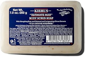 Kiehl's Ultimate Man Body Scrub Exfoliating Bar Soap, Energizing Body Wash for Men’s Skin, Cleanses & Exfoliates Dirt and Oil, with Oat Bran & Pumice, Smooth Rough Skin - 7 oz
