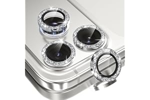 BERFY Camera Lens Protector for iPhone 17 Pro/17 Pro Max, Glitter Bling Aluminum Alloy Metal Ring, 9H Tempered Glass Camera Cover Screen Protector Accessories, Anti-Scratch, Case Friendly, Silver