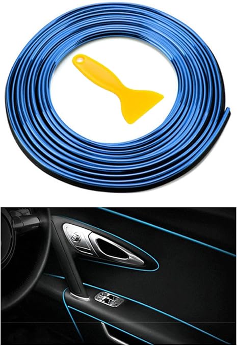 Amazon Morytrade メッキモール インテリア カラー 車 カー モール 車内 ドレスアップ 長さ5m 青 内装パーツ 車 バイク