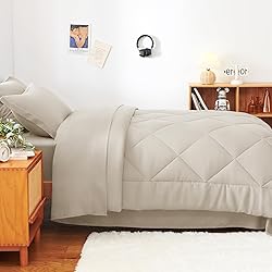 CozyLux Twin Comforter Set with Sheets Beige - 5