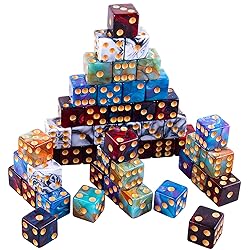 AUSTOR 50 Pcs 6 Sided Dice Set 5 Two Tone Colors