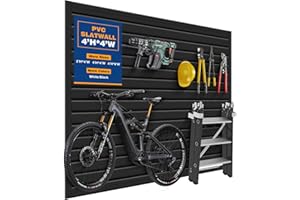 Lasla Slatwall Panel Garage Slat Wall Organizer PVC Slatwall Heavy Duty Black 4'X4' Wall Mounted Rack
