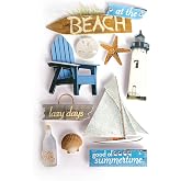Paper House Productions Die-Cut Dimensional &amp; Glitter Accent Scrapbook Sticker Sheet - At the Beach