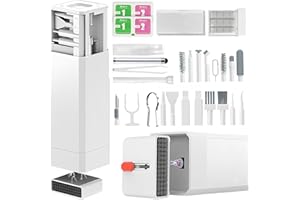HISSIMO 2025 Upgrade Phone Cleaning Kit, iPhone Cleaning Kit, Airbud AirPods Cleaning Kit, Keyboard Cleaning Kit, Charging Port Cleaner for Apple Lightning/Android USB-C, Multi Devices Cleaning Kit (White)