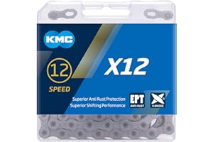 KMC X12 Chain 12-Speed | Mountain Bike/Road/Gravel |Shimano, SRAM, Campagnolo Compatible | 126 Links, Missing Link Included | EcoProteq