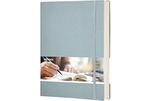 EMSHOI Dotted Journal Bullet Notebook, B5 Large Softcover Leather Journal, 192 Numbered Pages 100gsm Thick Dot Grid Notebook for Drawing Women Men Work School Supplies, 7.48"x10.15"-GrayBlue