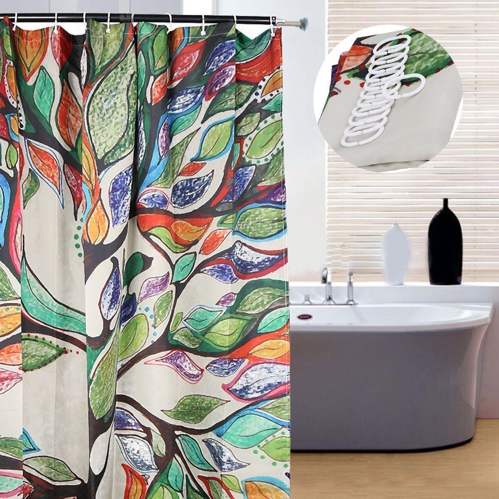 Hansemay Bathroom Shower Curtain Waterproof Mildew Set Tree of Life Gorgeous Like Leather Fabric  (150×180cm)