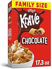 Kellogg's Krave Cold Breakfast Cereal, Kids Cereal, Family Breakfast, Family Size, Chocolate, 17.3oz Box (1 Box)