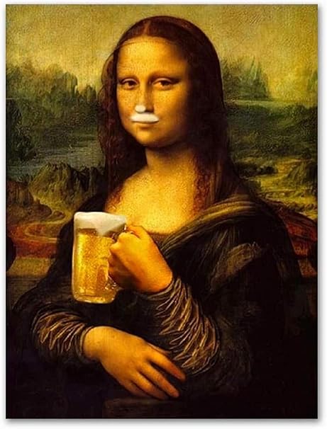 Amazon Co Jp キャンバスにプリント70x90cmフレームなしミニマリズムモナリザウォールアートキャンバスプリントビール絵画モジュラー写真リビングルームモダンな家の装飾 ホーム キッチン