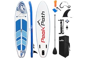 Peakpath Inflatable Stand Up Paddle Board (6’’ Thick) with Premium SUP Accessories&Bag,Bottom Fin for Paddling,Surf Control,Non-Slip Deck,Leash,Paddle and Two-Way Hand Pump|Youth&Adult Standing Boat