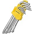 Hanpex Long Arm Torx Star Allen Wrench Set, Star Key Set T10-T50, Hex Key Set Chrome Vanadium Steel(Cr-V), Tamperproof TORX L- Key Set (9-Piece)