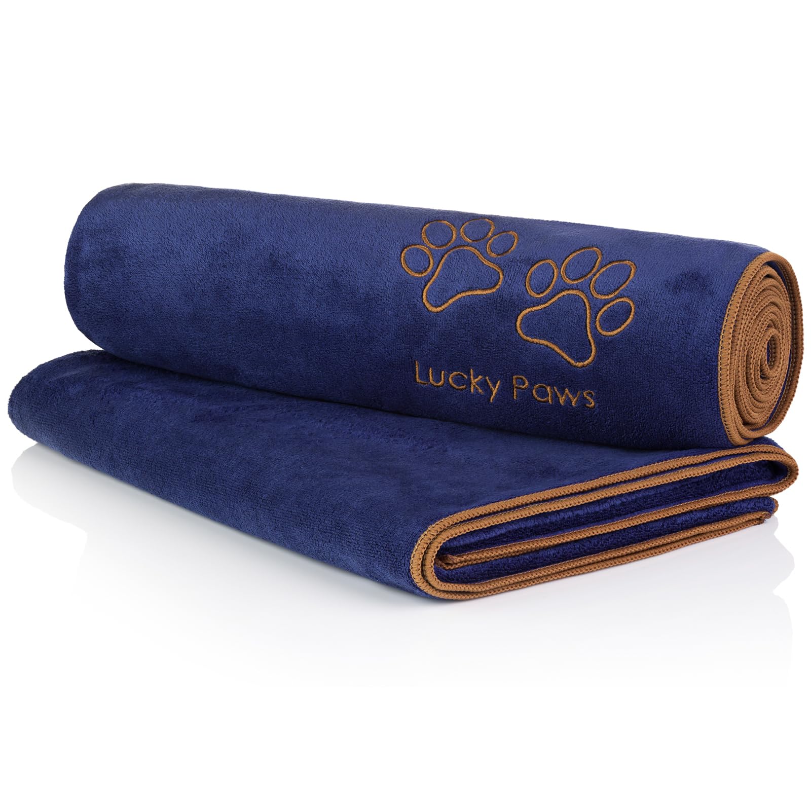 Lucky Paws® UK Dog Towel – Extra Large 140x70cm – Super Absorbent, Luxuriously Soft & Fast Drying Microfibre Towel – Premium Dog Towels for Drying Dogs (Pack of 2, Navy Blue)