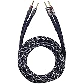 InnoStars 12AWG High Performance Speaker Cable with Dual Gold-Plated Banana Plugs, Premium Heavy Duty Braided Nylon Jacket and Color Coding, 99.99% Oxygen-Free Copper (OFC) - Black, 10 Feet
