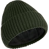 ROYBENS Warm Beanie for Men Women, Thick Fleece Lined Knit Winter Hats Wool Cuffed Fisherman Beanies Cold Weather Skull Cap