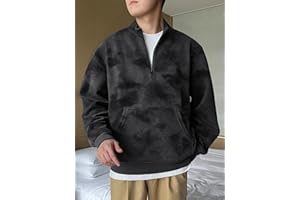 Trendy polo shirt men's winter high street retro half zipper stand up collar jacket loose sports long sleeved sweatshirt