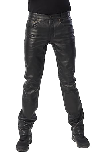 Bohmberg Exclusive Premium Lederjeans SALE/OFF SEASON/SALE%% Bikerhose aus Voll-Rindsleder/mittlere Leibhöhe/Schwarz/Urban Fa