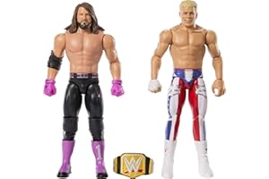 Mattel WWE Main Event Showdown Action Figures 2-Pack with Accessory, Series #22 Cody Rhodes vs AJ Styles Collectible Set, 6-inch