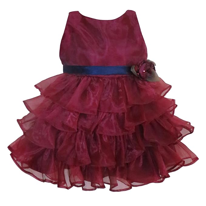 maroon colour baby frock