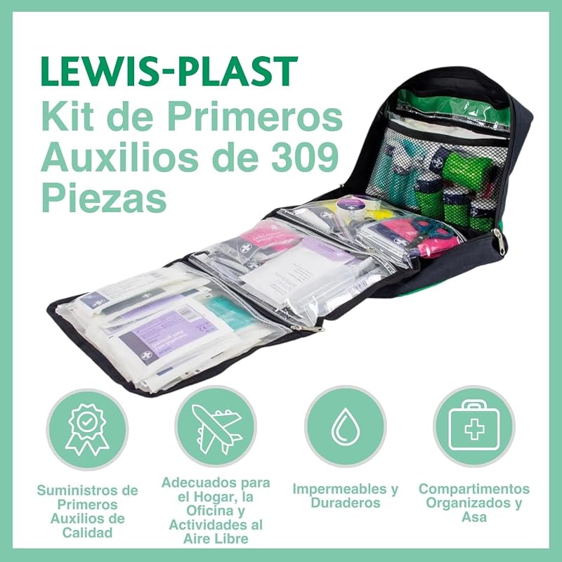 Kit de Primeiros Socorros Completo 309 Peças Primeiros Socorros para Exteriores - Kit que cumpre os padrões europeus para atividades interiores e exteriores