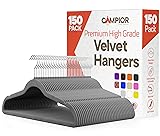 Gray Velvet Hangers 150 Pack – 360° Swivel