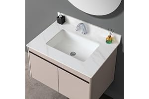 LEGENDSTONE 31" Bathroom Vanity Top with Ceramic Undermount Sink & Backsplash,Calacatta White Sintered Stone Counter Top, Single Hole Vanity Sink Top