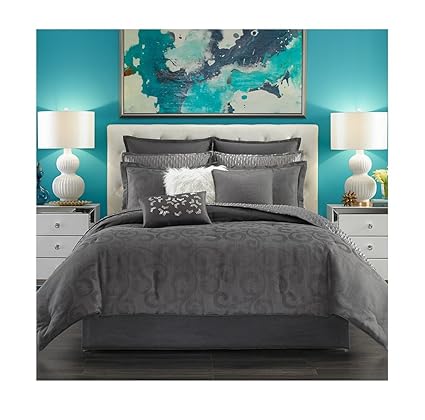 Amazon Com King Comforter Set Candice Olson Arabesque Charcoal