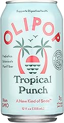 OLIPOP Prebiotic Soda Pop, Tropical Punch, A New Kind of Soda Packed with Prebiotics, Fiber, and Botanicals, Gluten Free, Veg