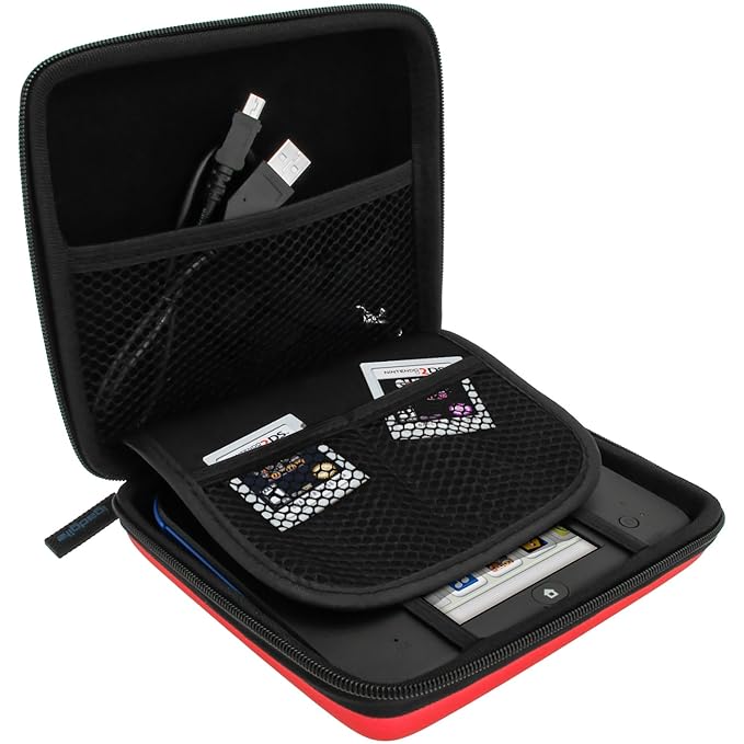 igadgitz Rot EVA Hart Tasche Case Cover für Nintendo 2DS