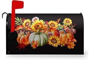 Dacawin Fall Harvest Mailbox Covers Magnetic Standard Size Thanksgiving Pumpkin Mailbox Cover Maple Leaves Mail Box Post Cover Waterproof Letter Decor Flower Letter Box Wraps for Garden 21 * 18 Inch