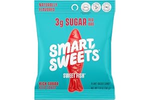 SmartSweets Sweet Fish, Low Sugar Gummy Candy (3g), Low Calorie (130), Gluten-Free -1.8oz (Pack of 12) Packaging may vary